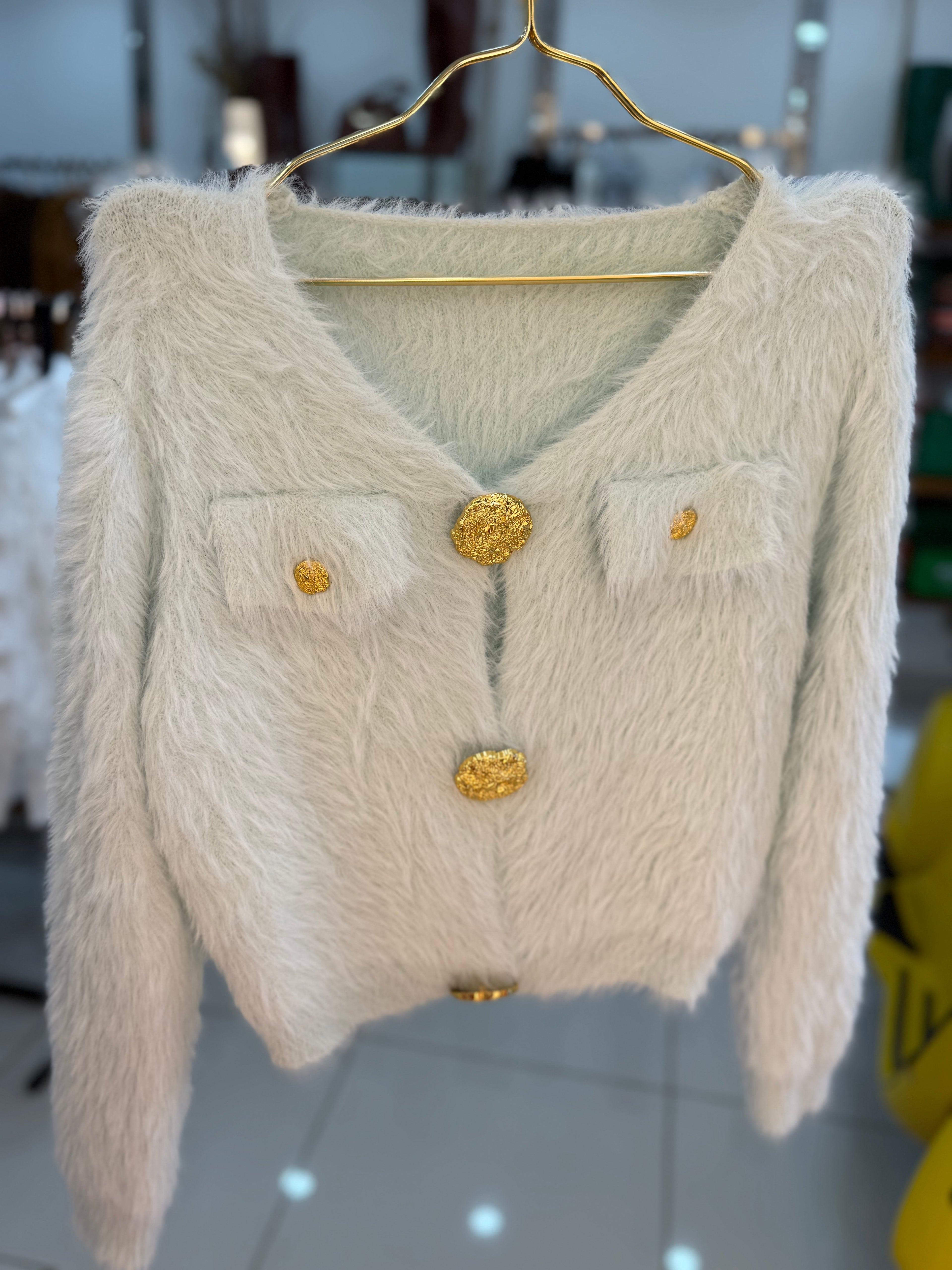 Gold bottoms fur sweater