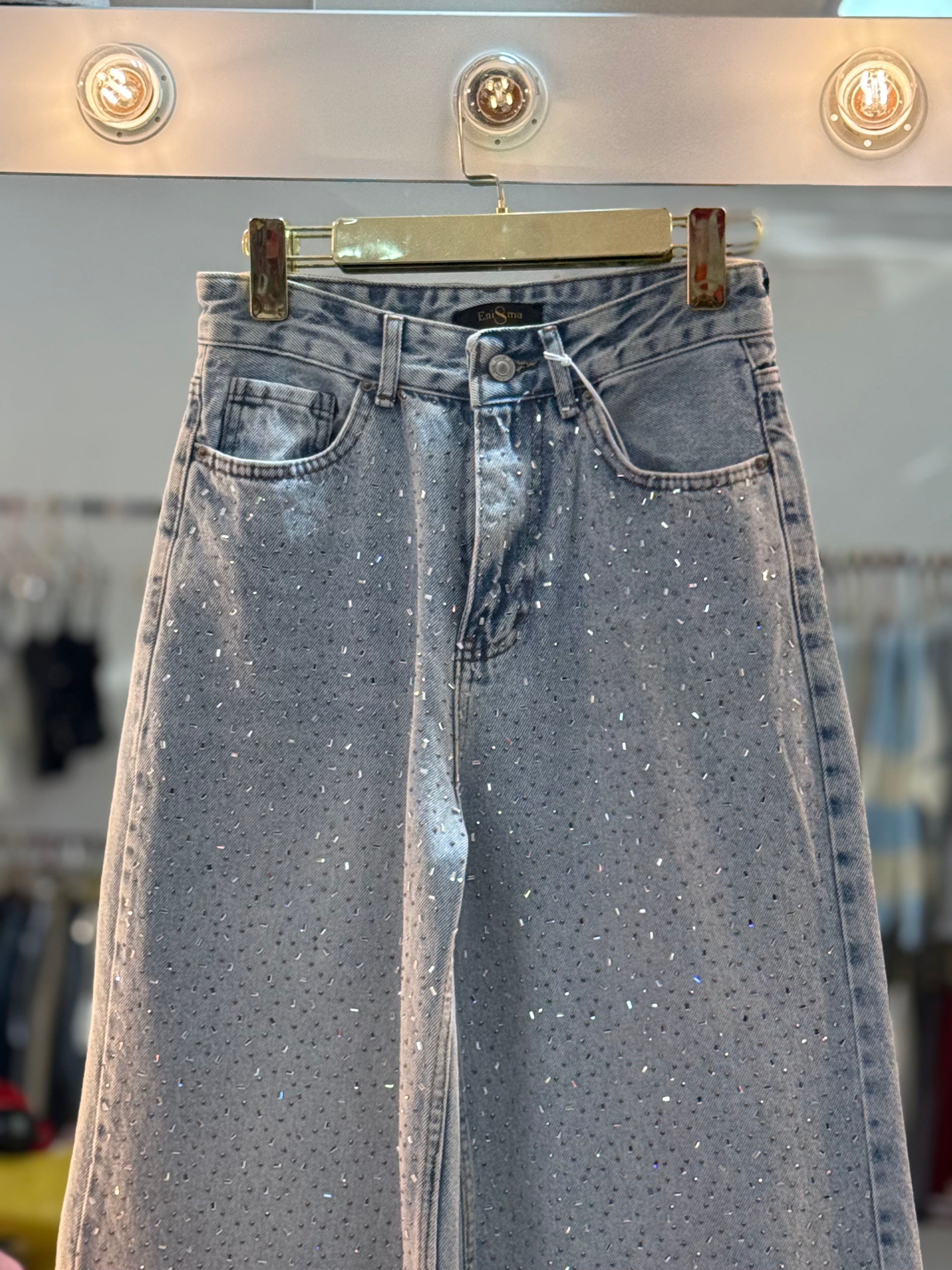 Rhinestones denim jeans