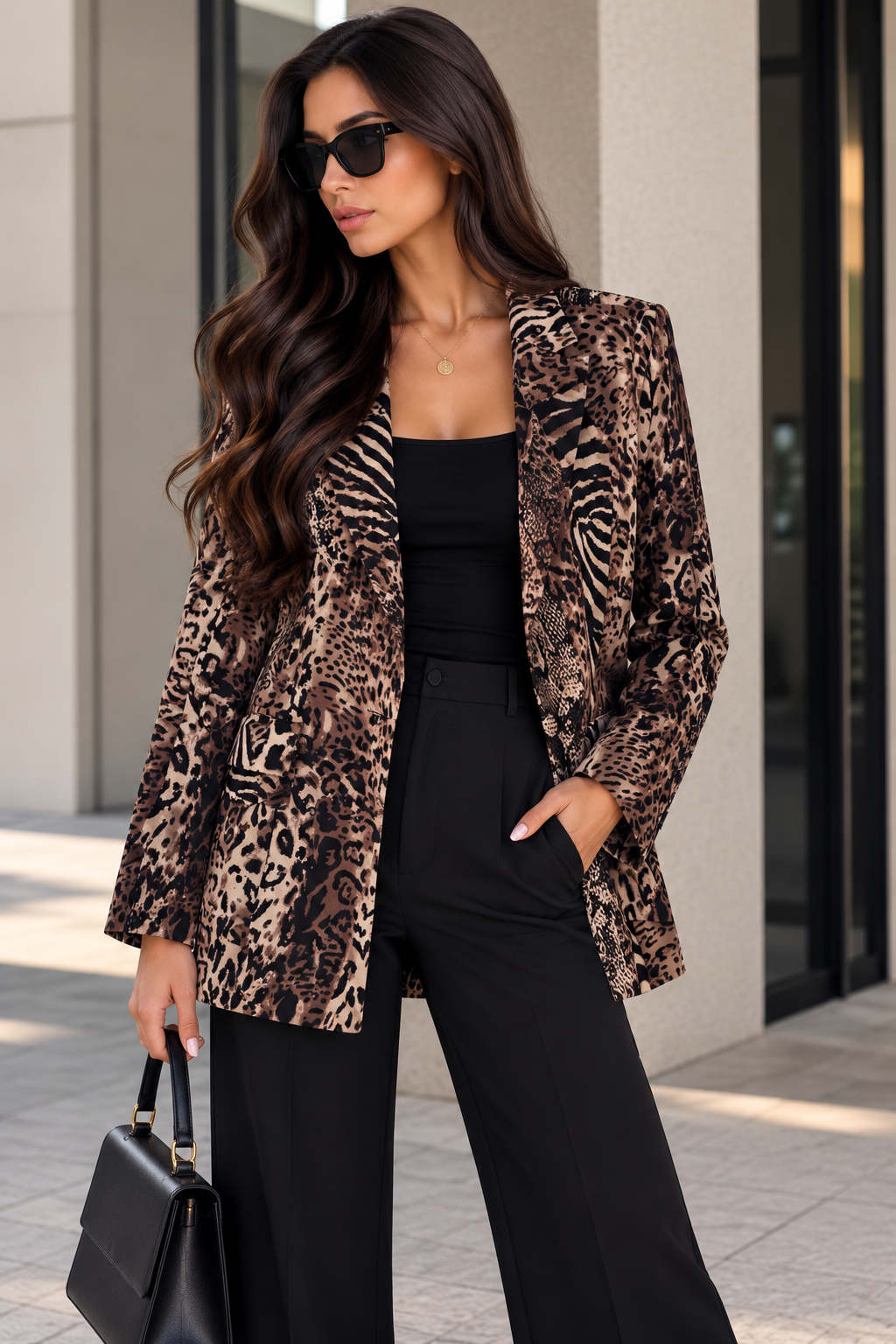 Chic Leopard Print Blazer