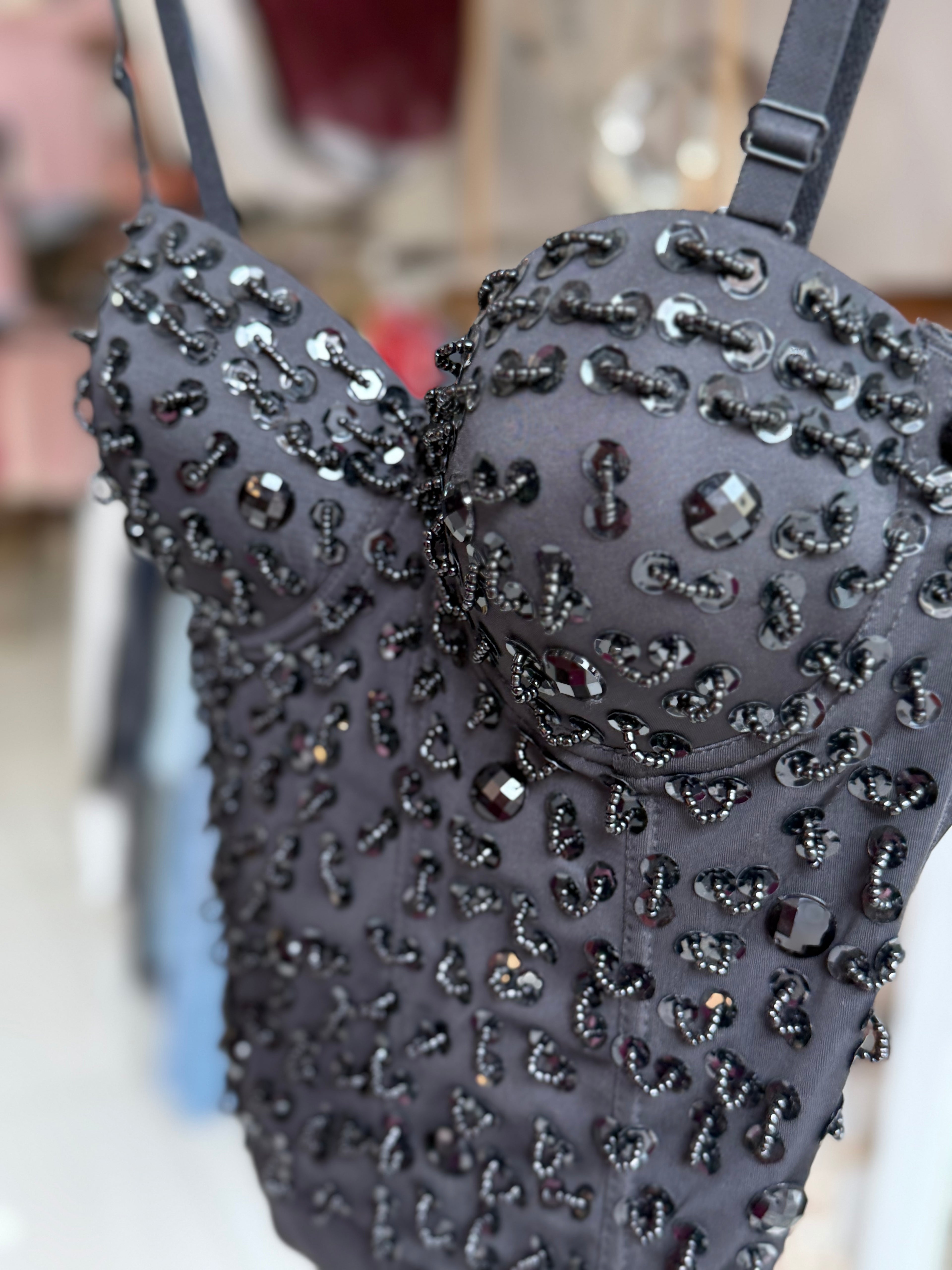 Black Beads elegance corset top
