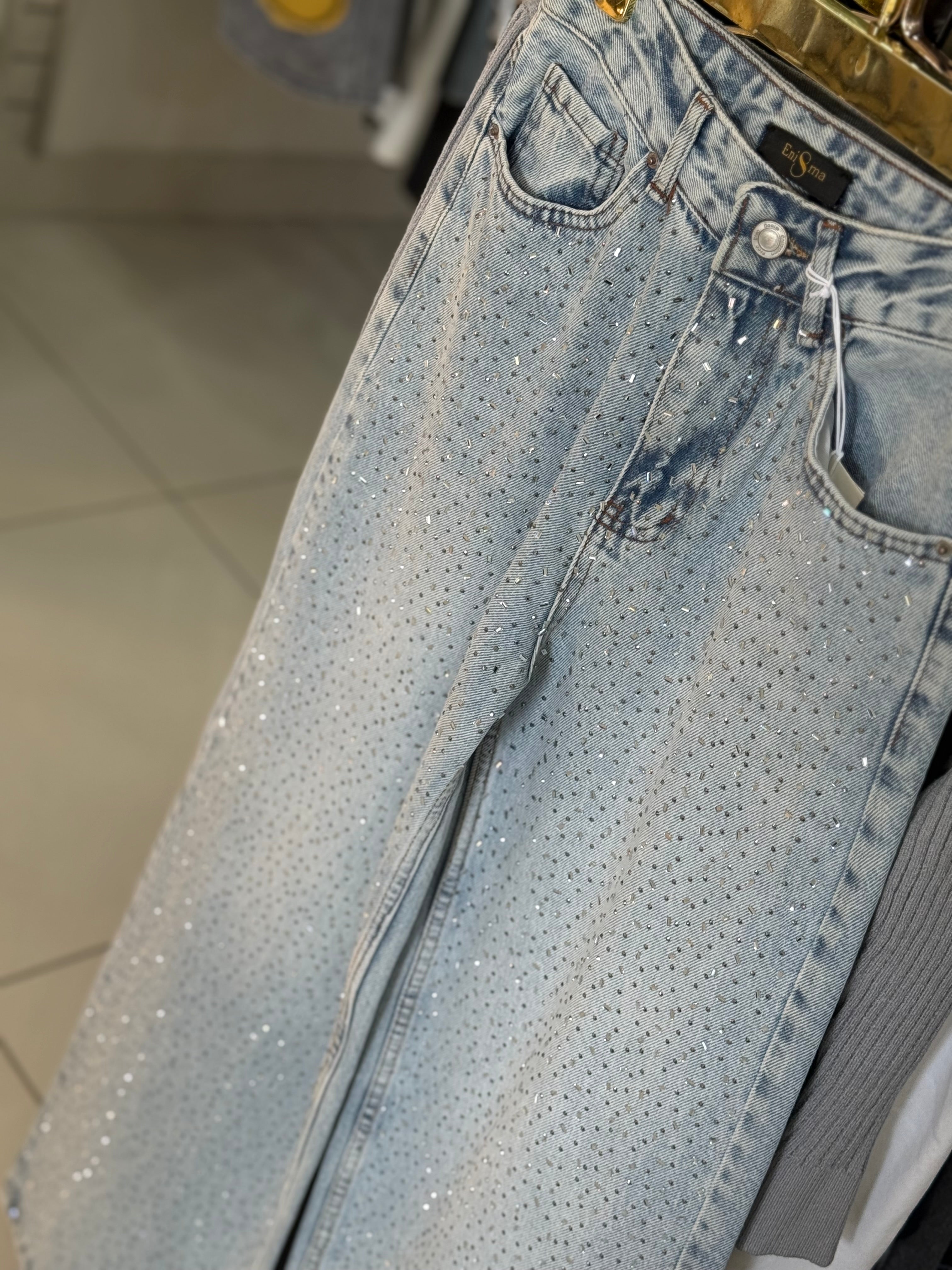 Rhinestones denim jeans