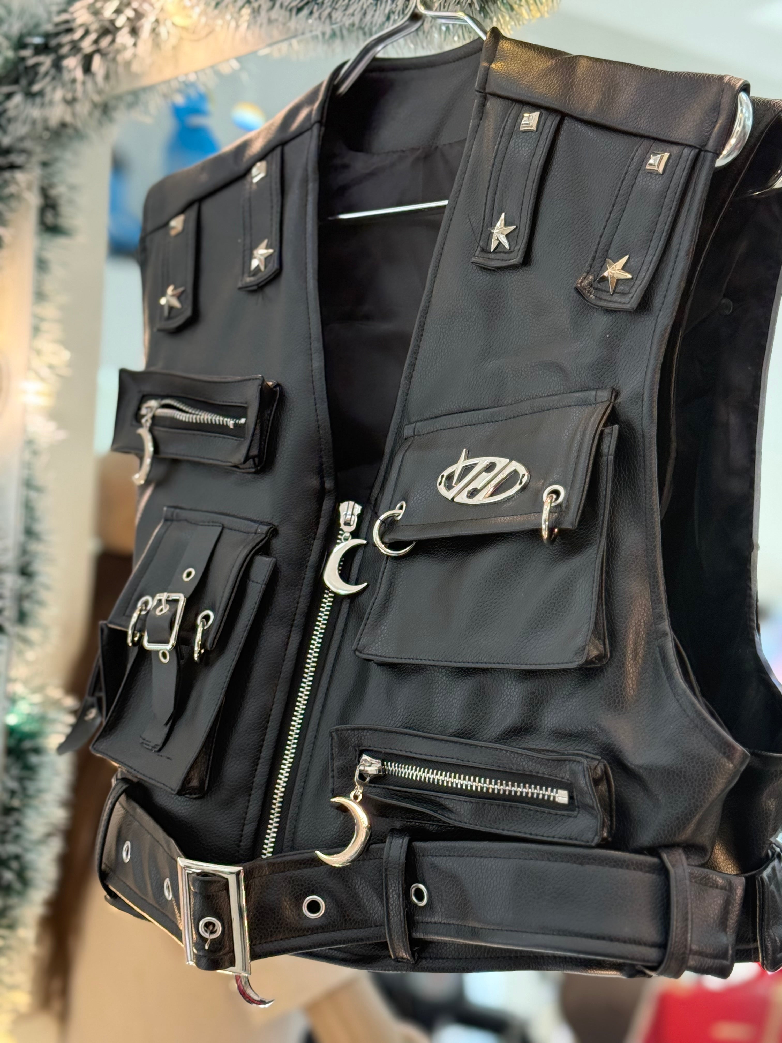 Leather street style vest