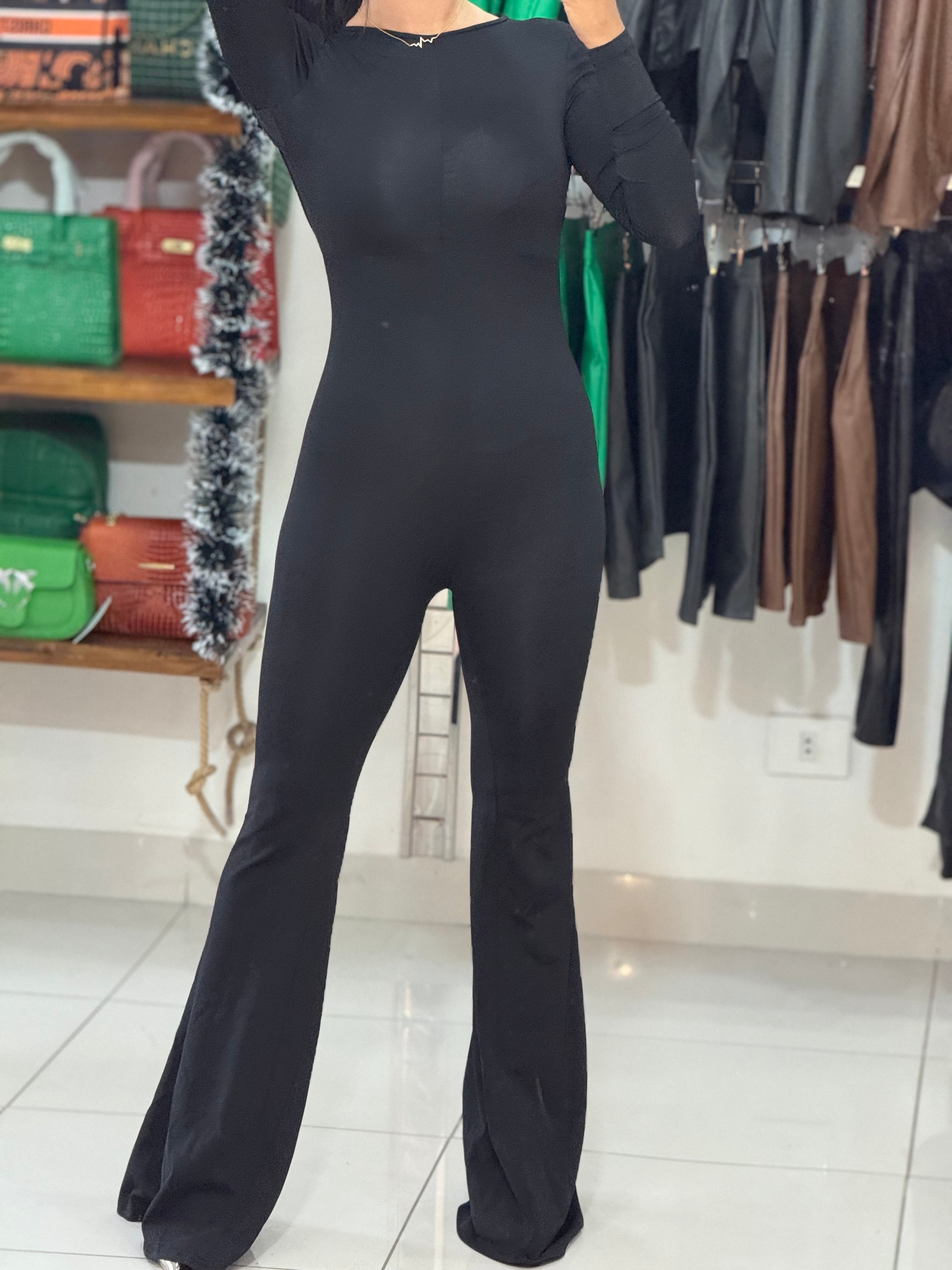 Open back lycra jumpsuit