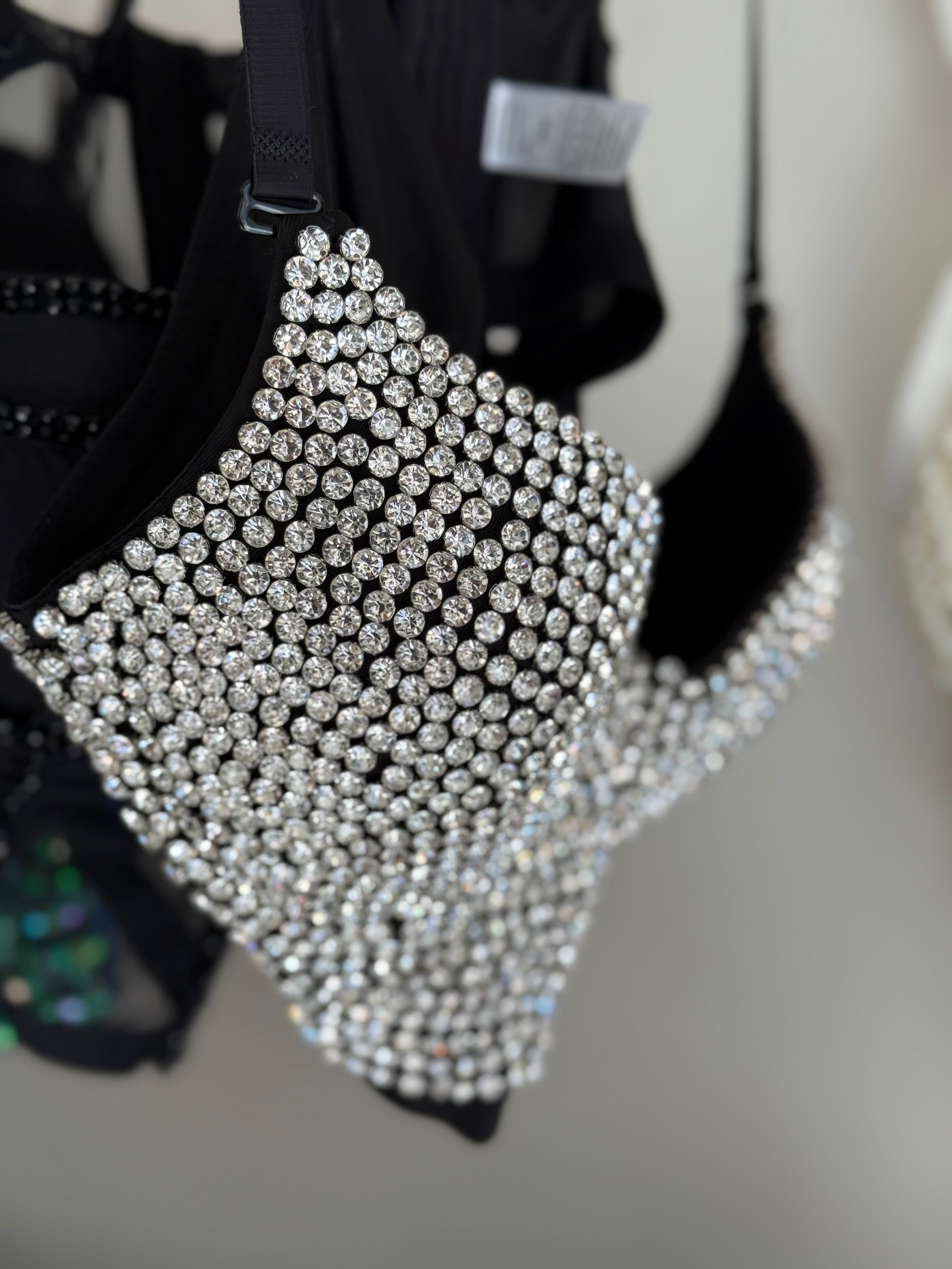 Diamond-Studded Black Corset Top