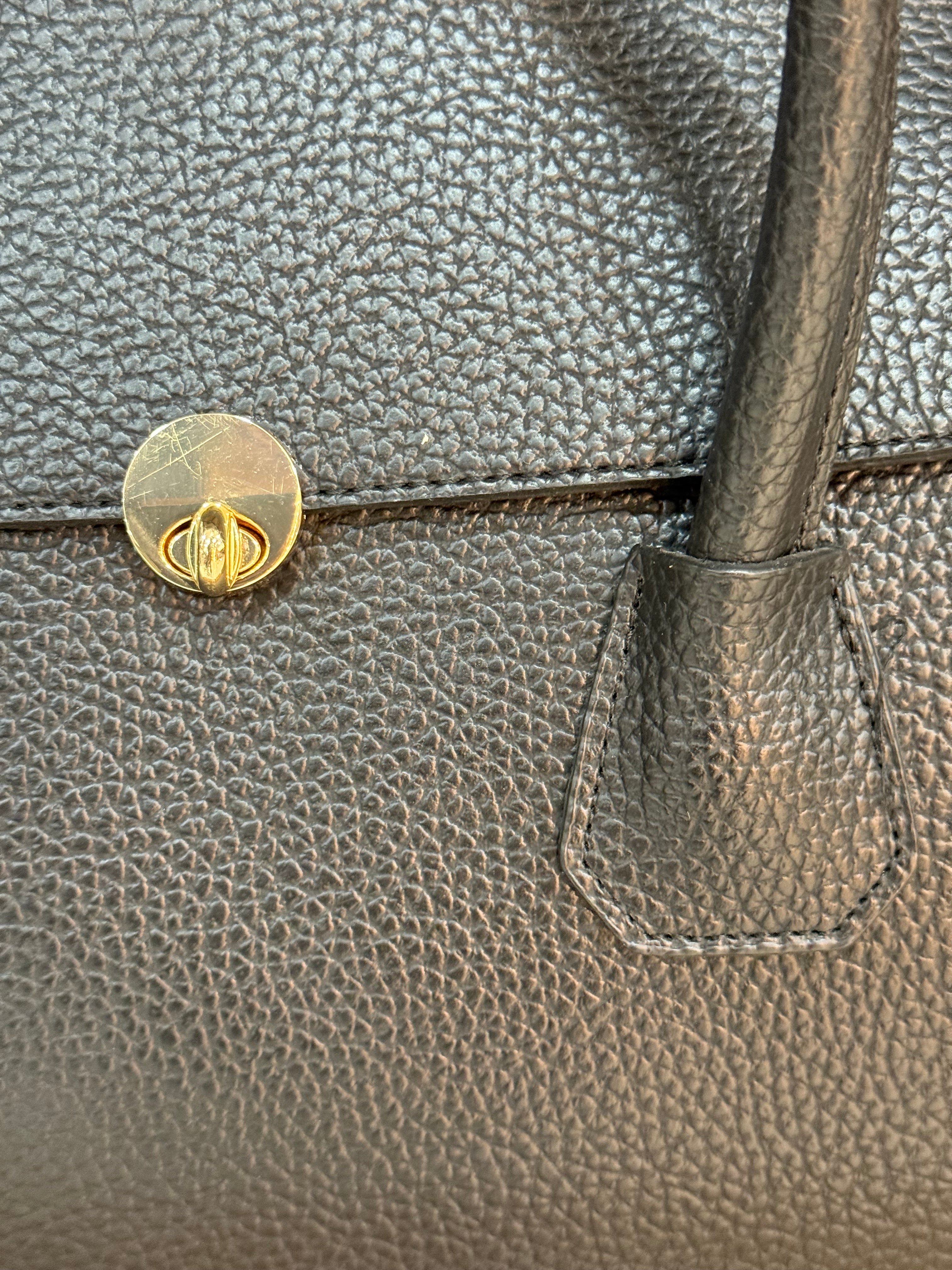 Classic Big Black Leather Tote