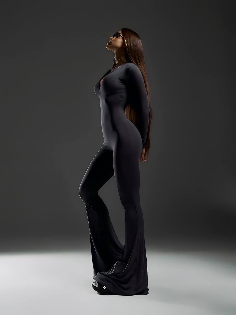 Wide leg jumpsuit with zipper