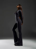 Wide leg jumpsuit with zipper