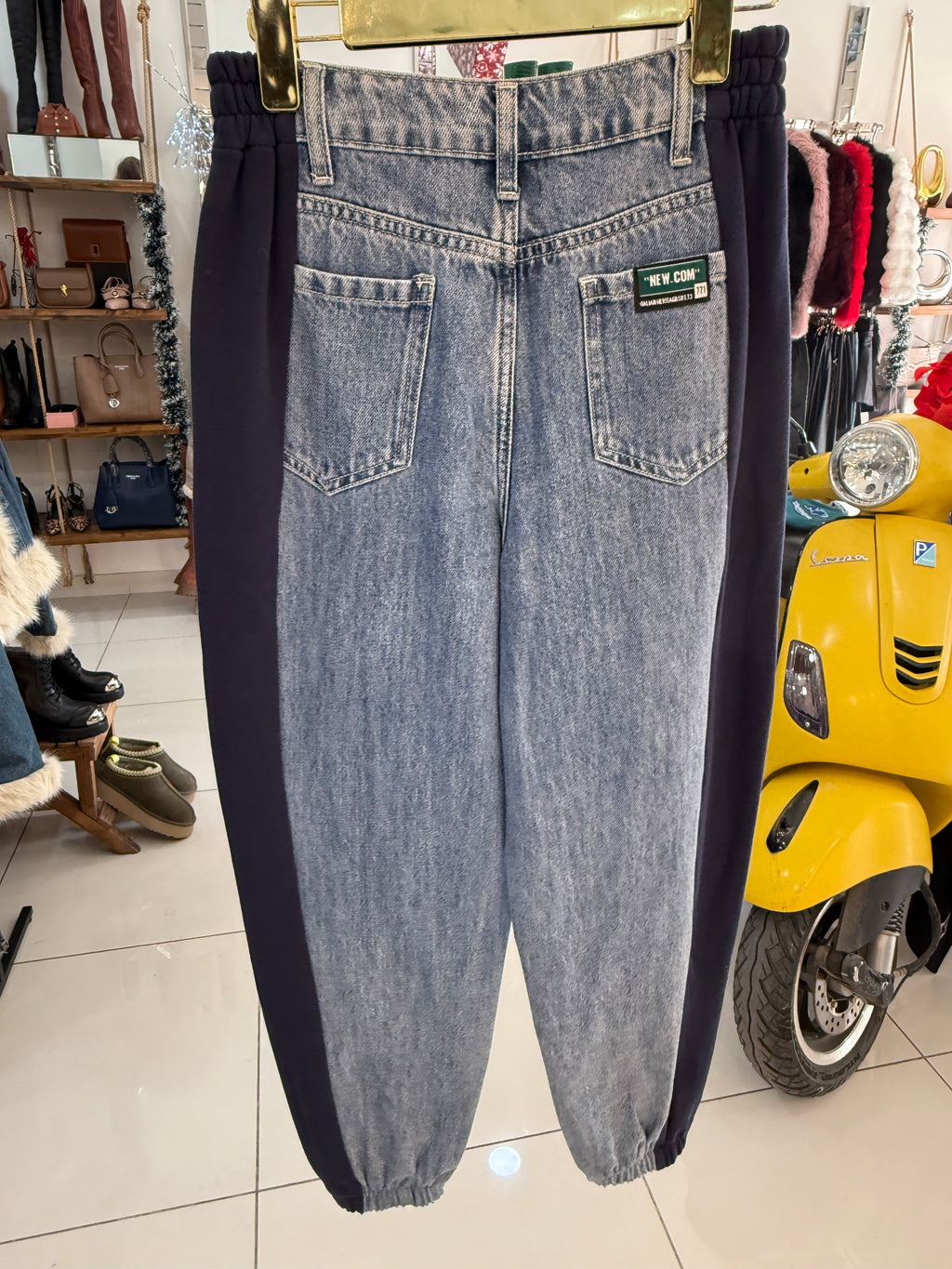 Tri-Tone Denim Jogger Pants – Sporty Chic Edition