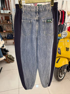 Tri-Tone Denim Jogger Pants – Sporty Chic Edition