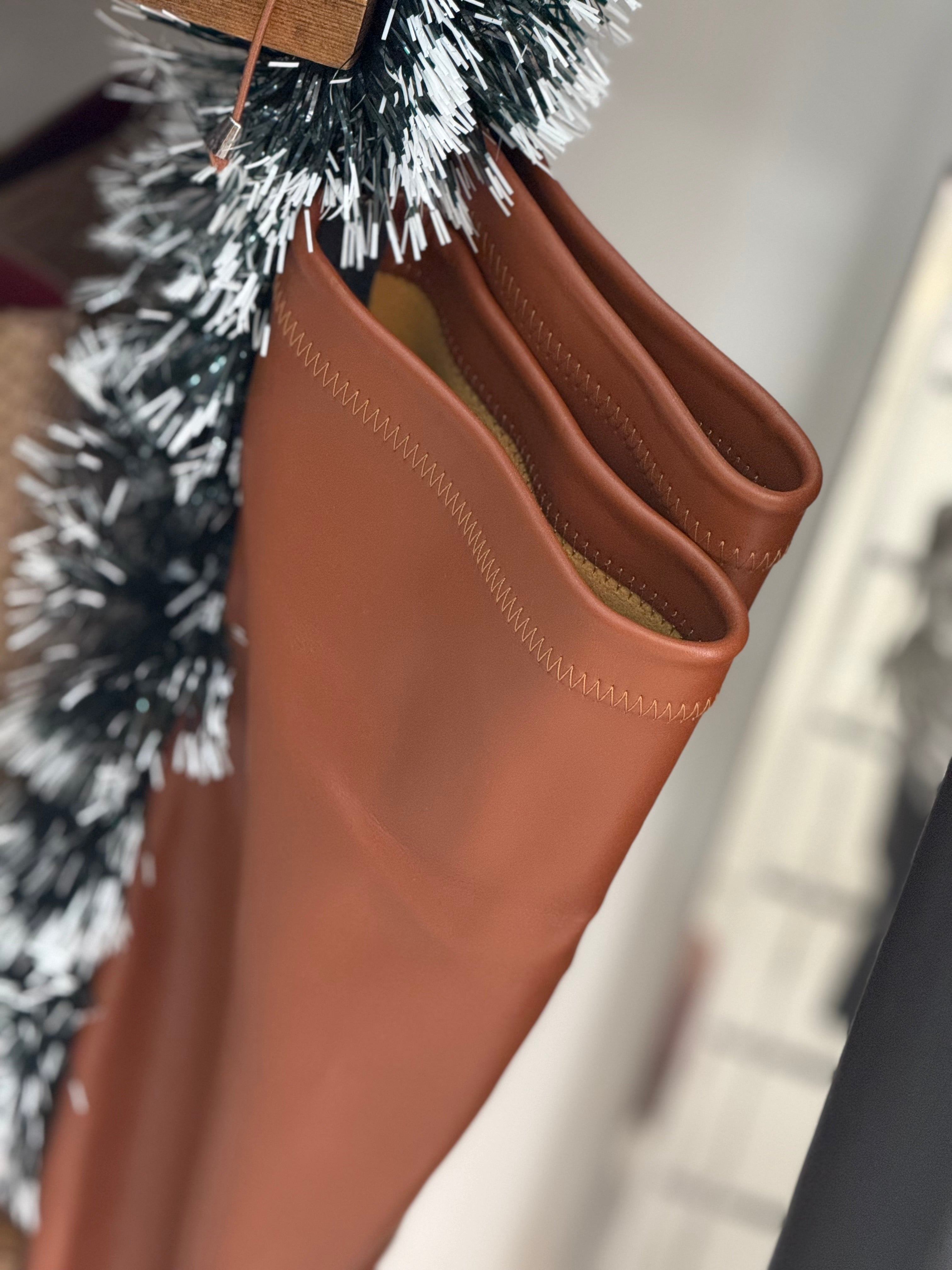 Camel leather long boots