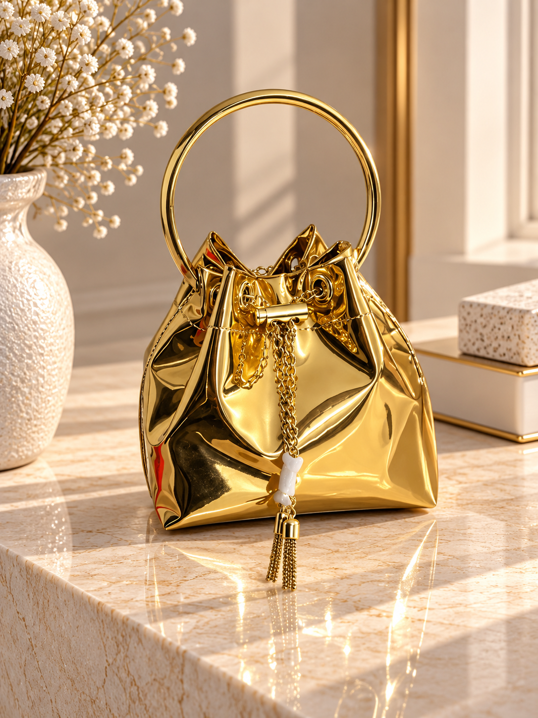 Metallic Mini Bucket Bag