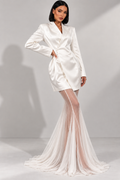 Elegant Satin Blazer & Tulle Maxi Dress