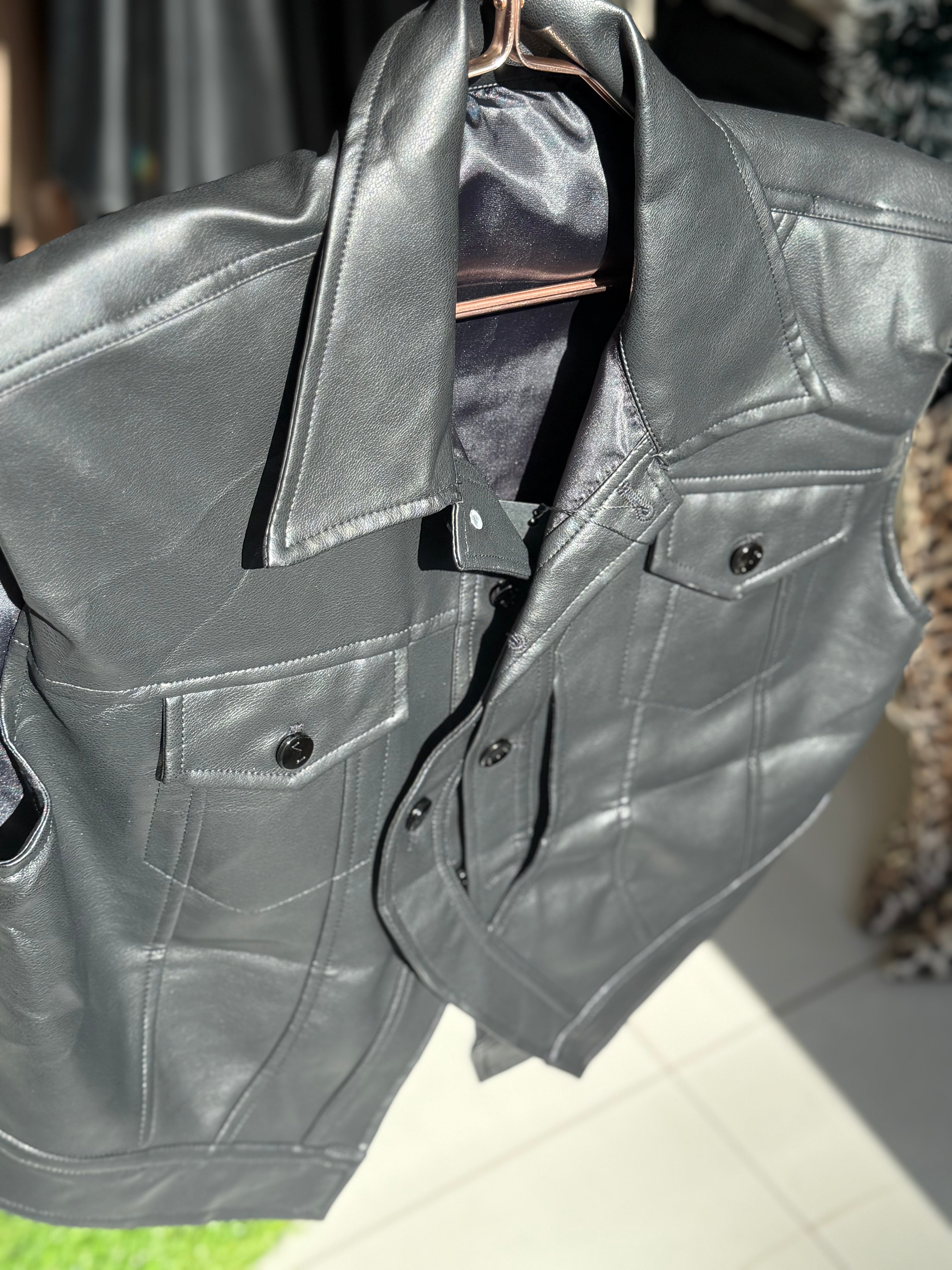 Oversized leather vest