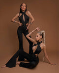 Open waist jumpsuit with belt