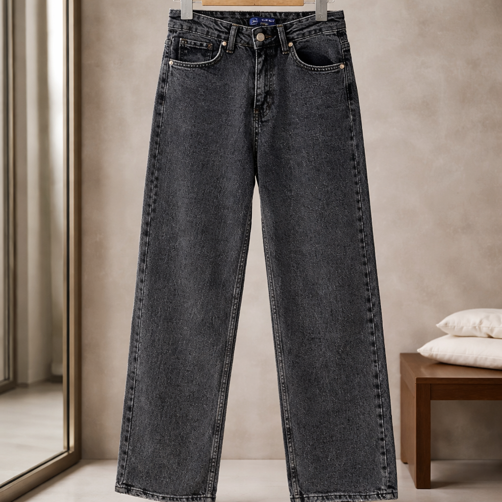 Straight Wide Leg Grey Jeans