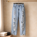 Extreme Distressed High-Waist Denim Jeans
