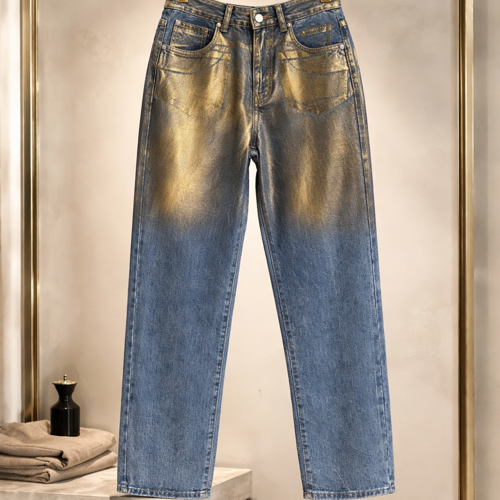 Metallic Gold Accent Denim Jeans