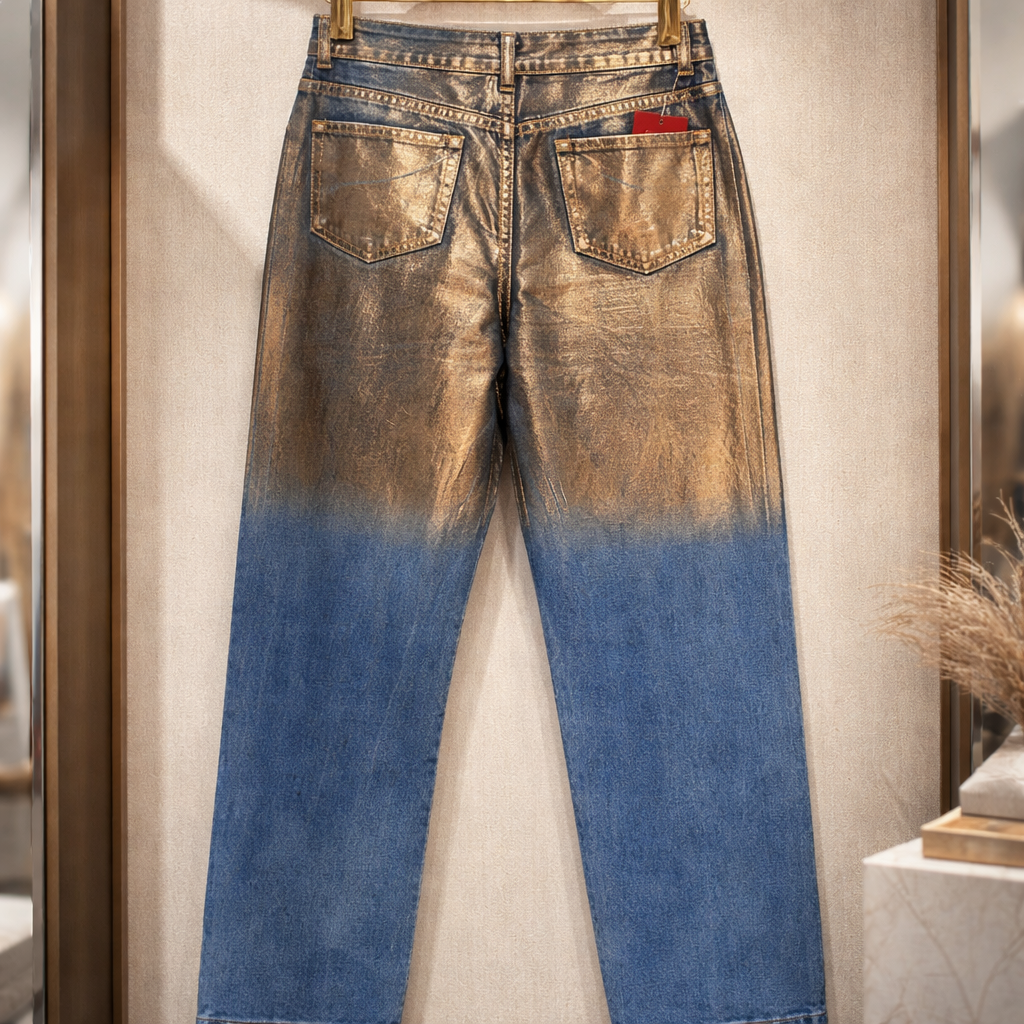 Metallic Gold Accent Denim Jeans