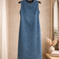 Sleeveless Structured Denim Midi Dress