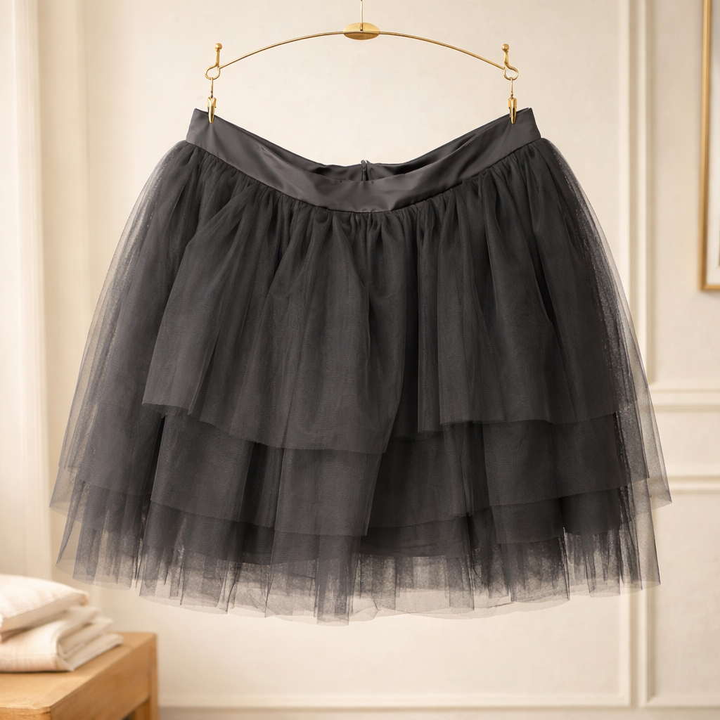 The Noir Puff – Black Tulle Mini Skirt