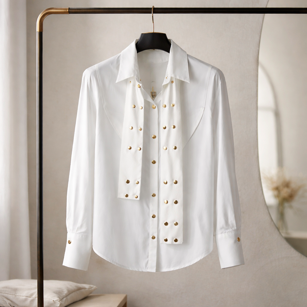 Off shoulder white shirt with belt
