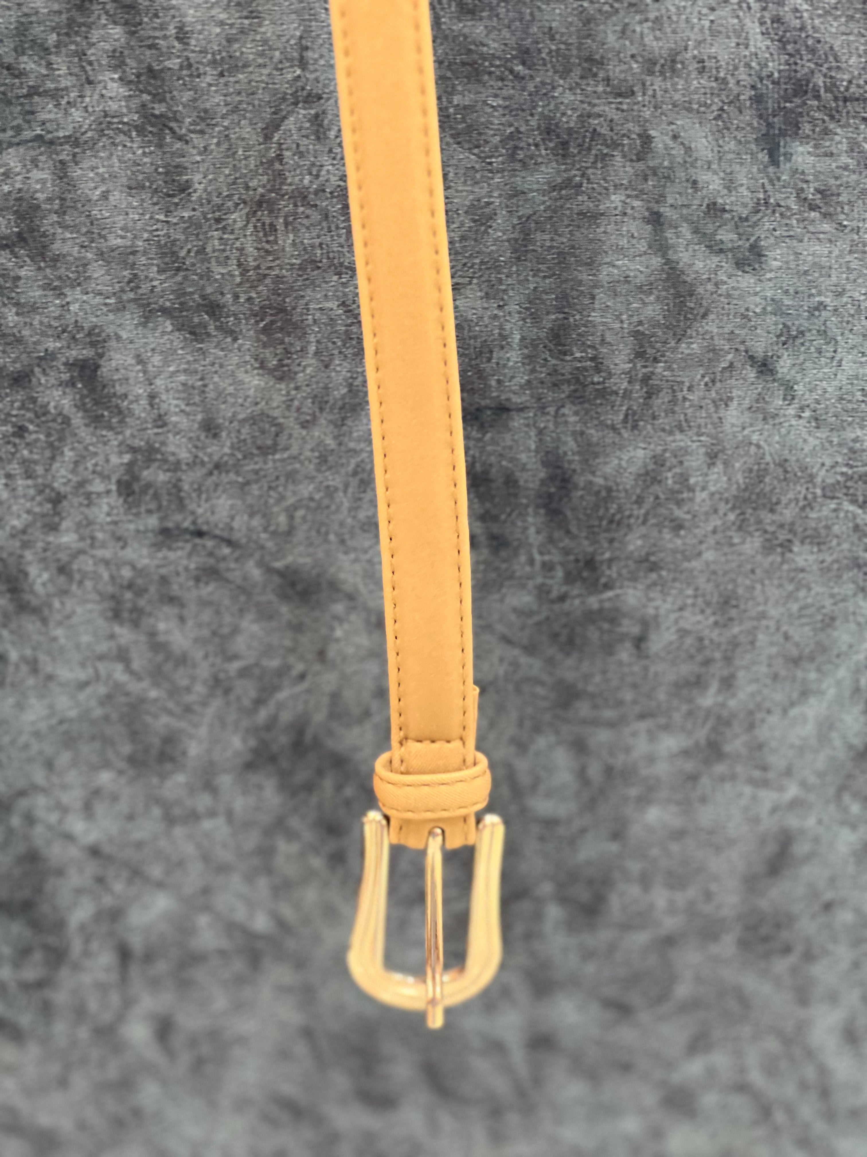 Thin Leather Beige Belt