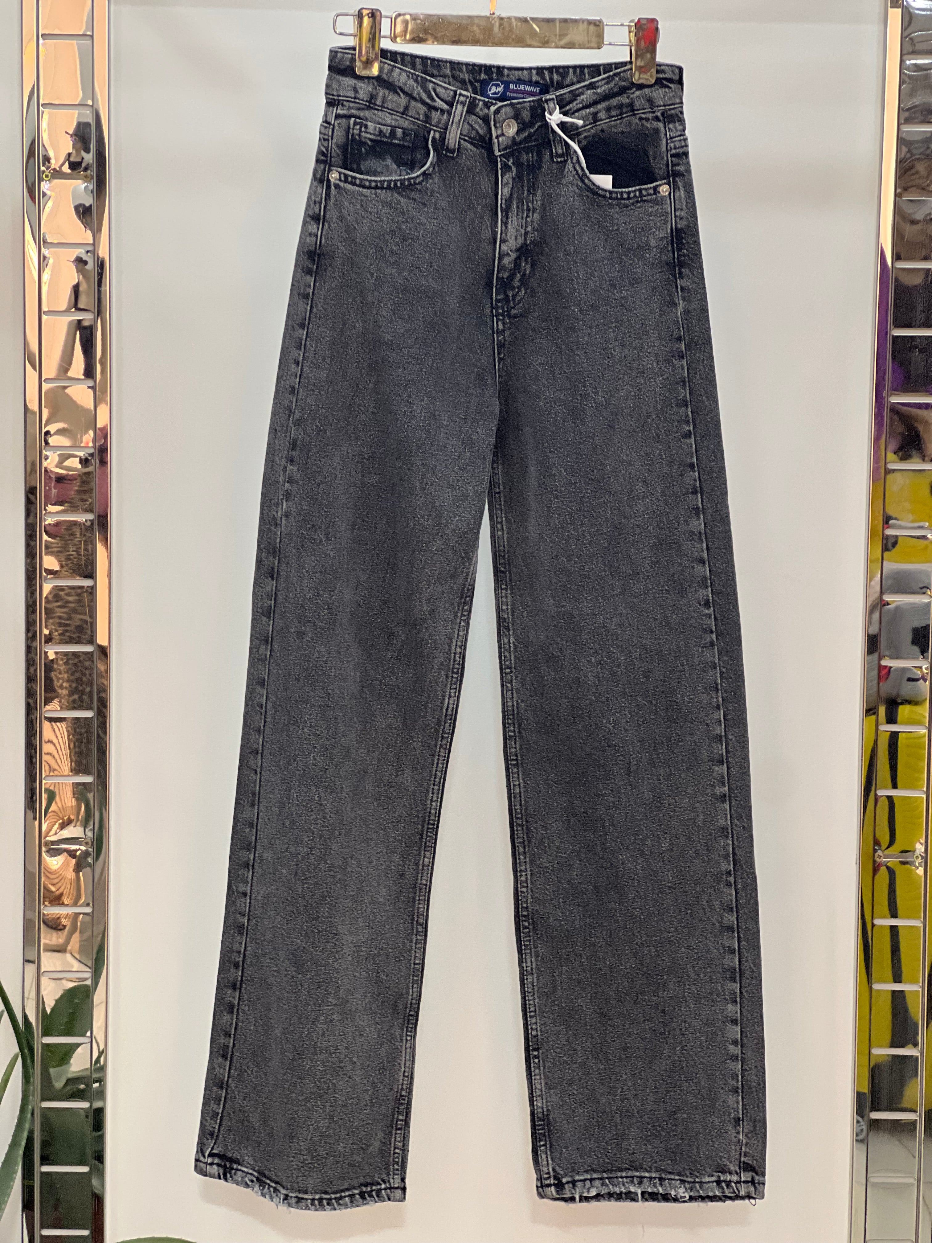 Straight Wide Leg Grey Jeans