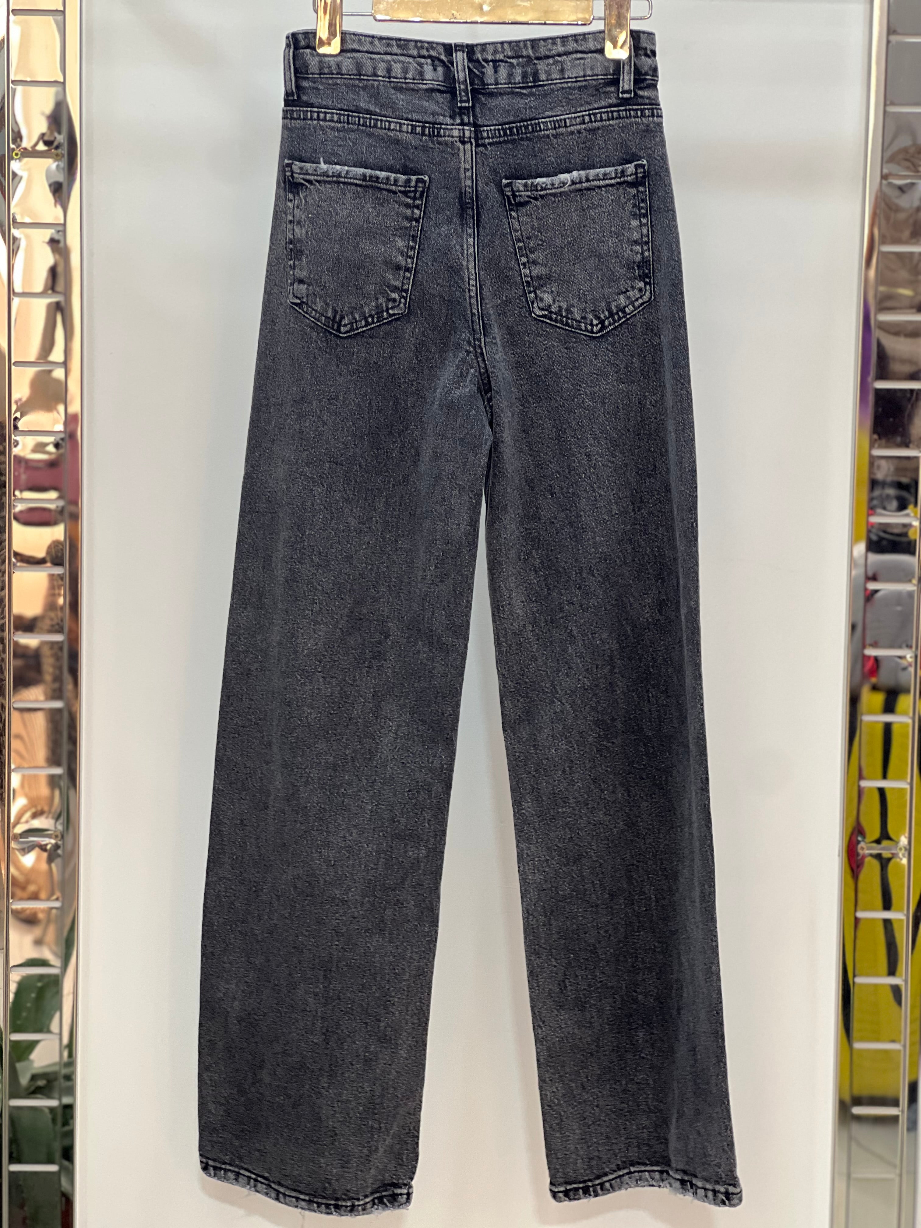 Straight Wide Leg Grey Jeans