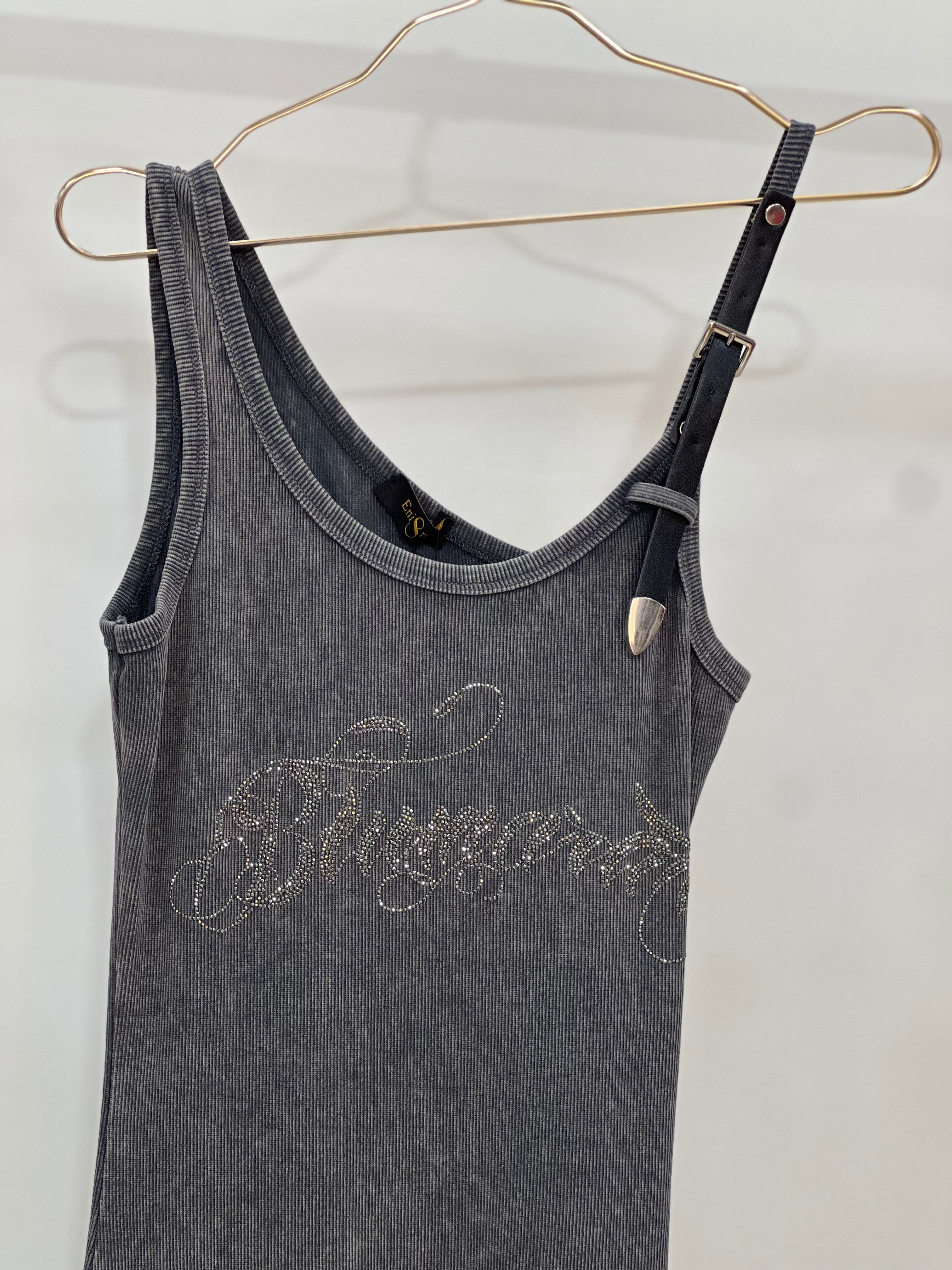 Denim Embellished Long Dress