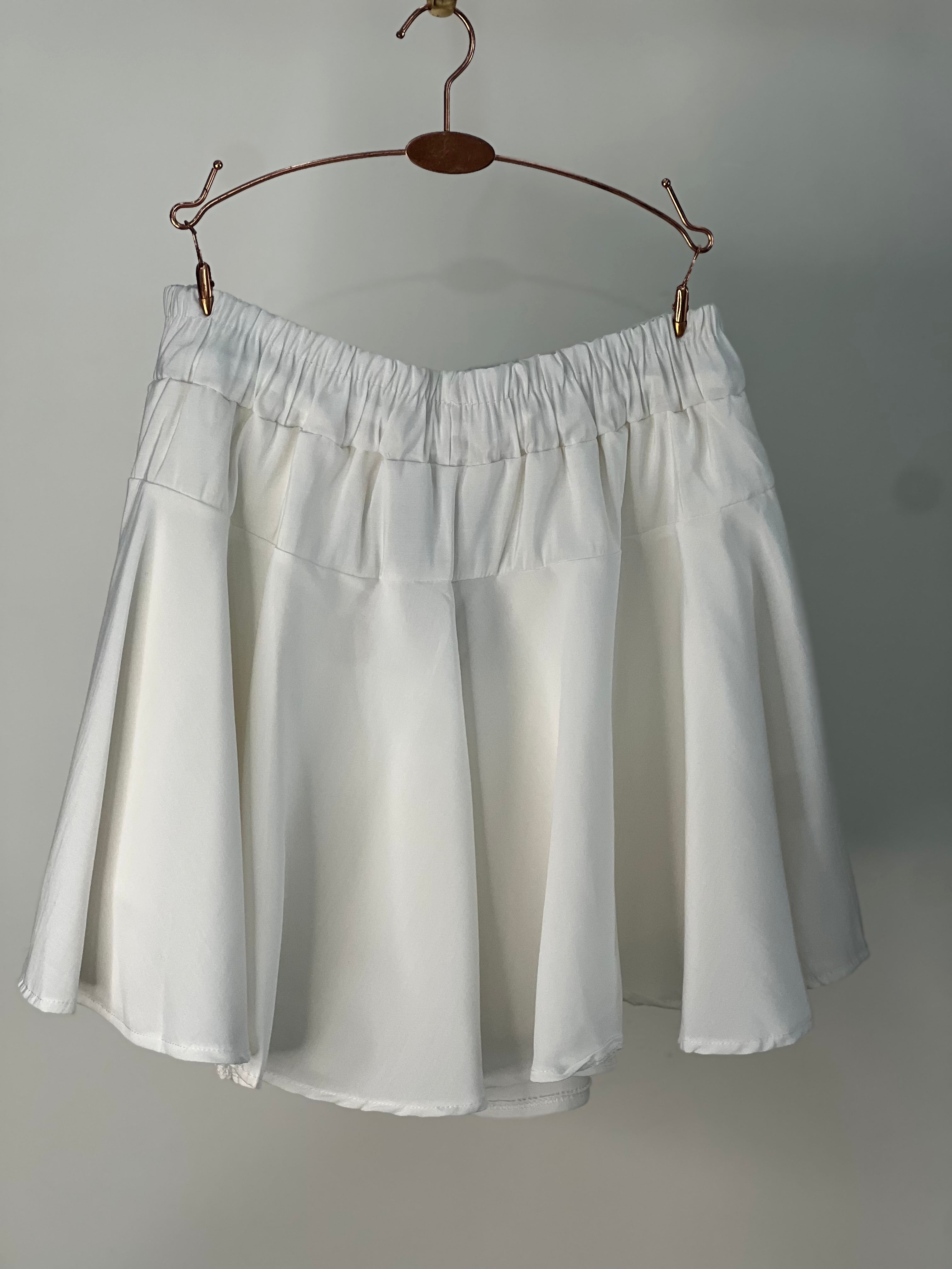 White Flowy Skort with Elastic Waist – Light & Effortless