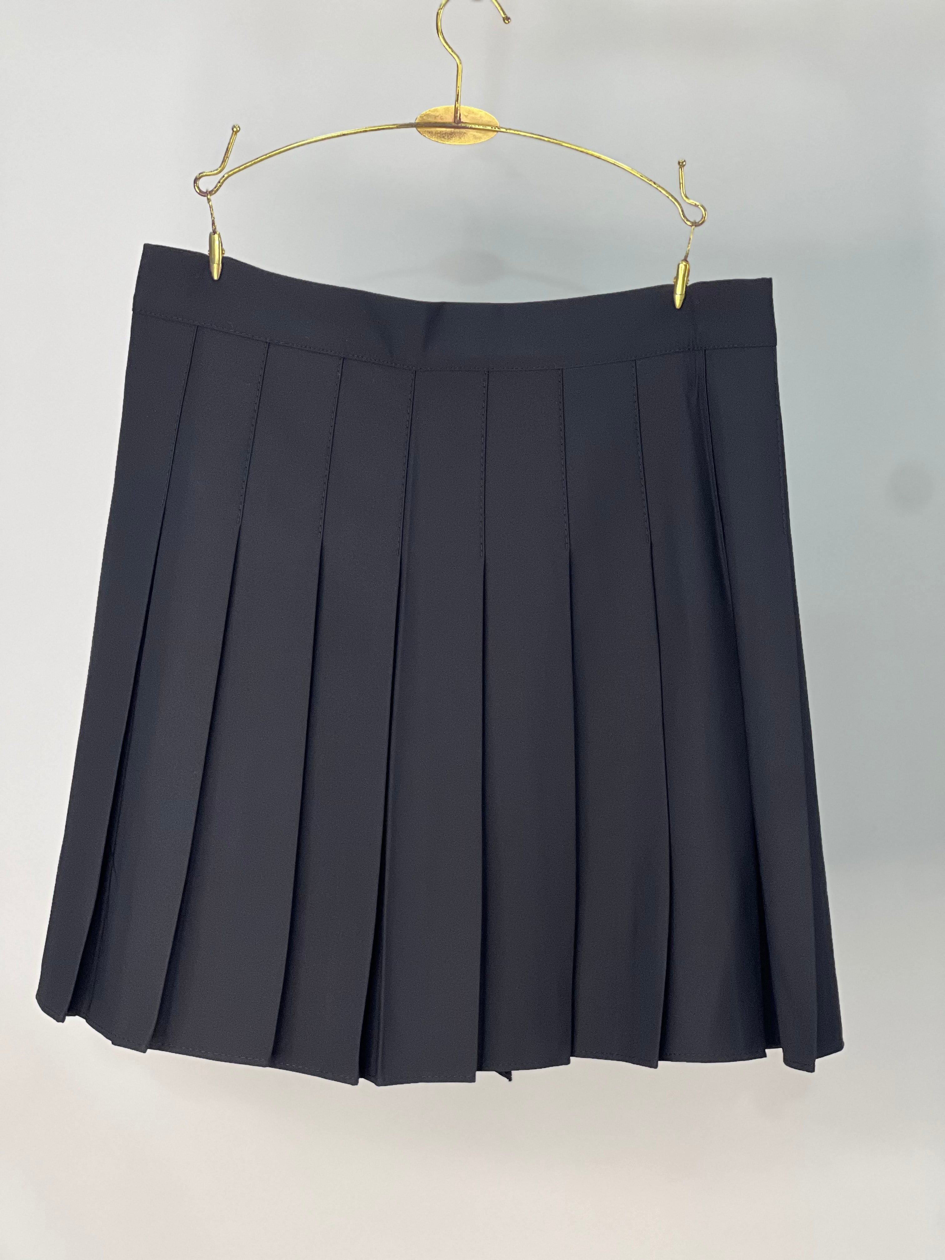 Black Satin Pleated Skirt