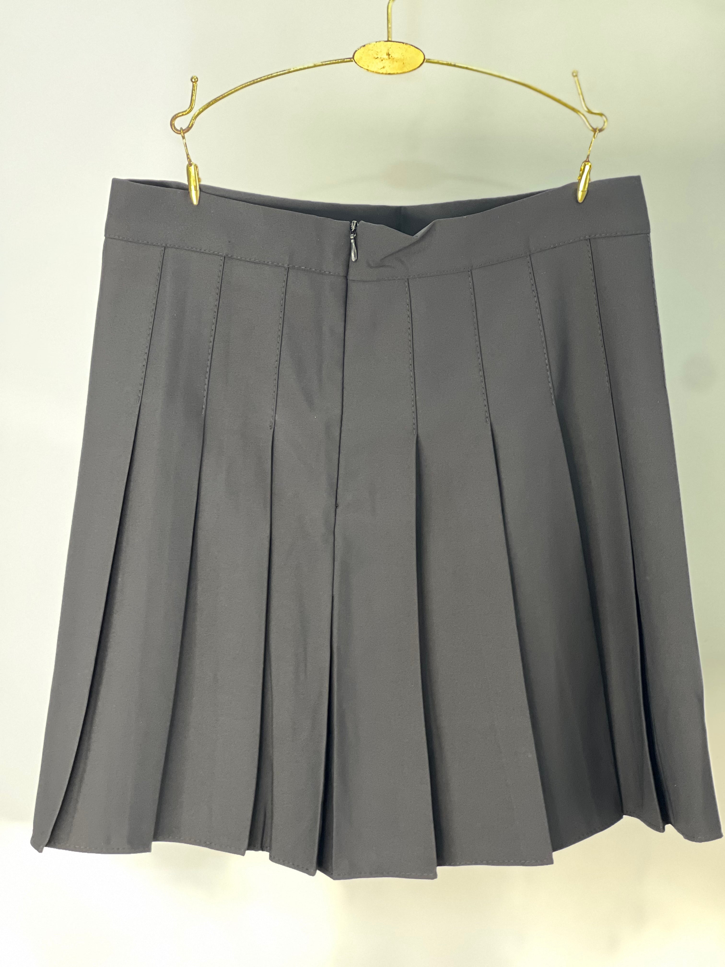 Black Satin Pleated Skirt