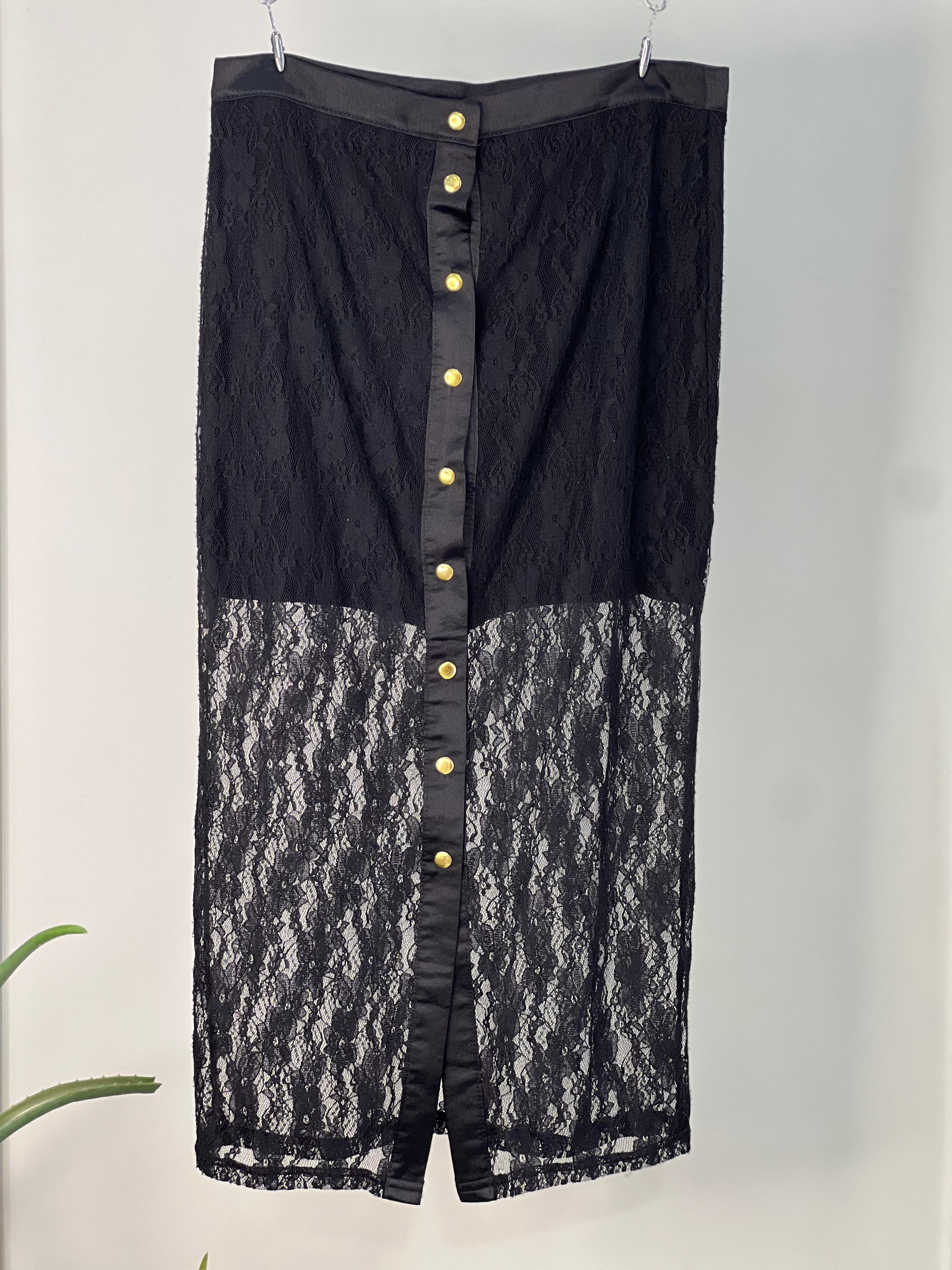 The Black Dentelle Midi Skirt