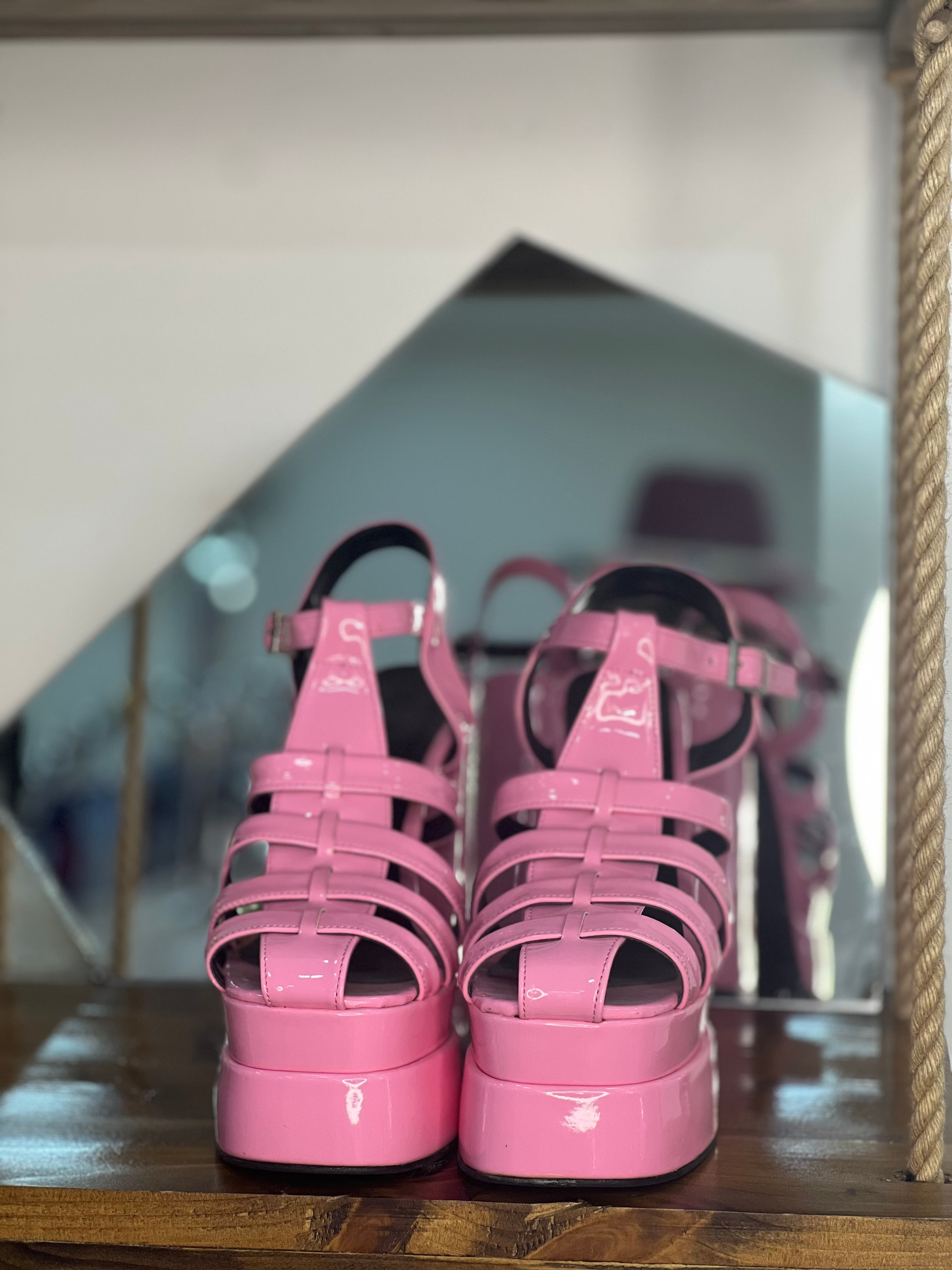 Pink Leather Double Heel