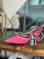 Strass Pointed Toe Low Heels – Sparkle in Every Step