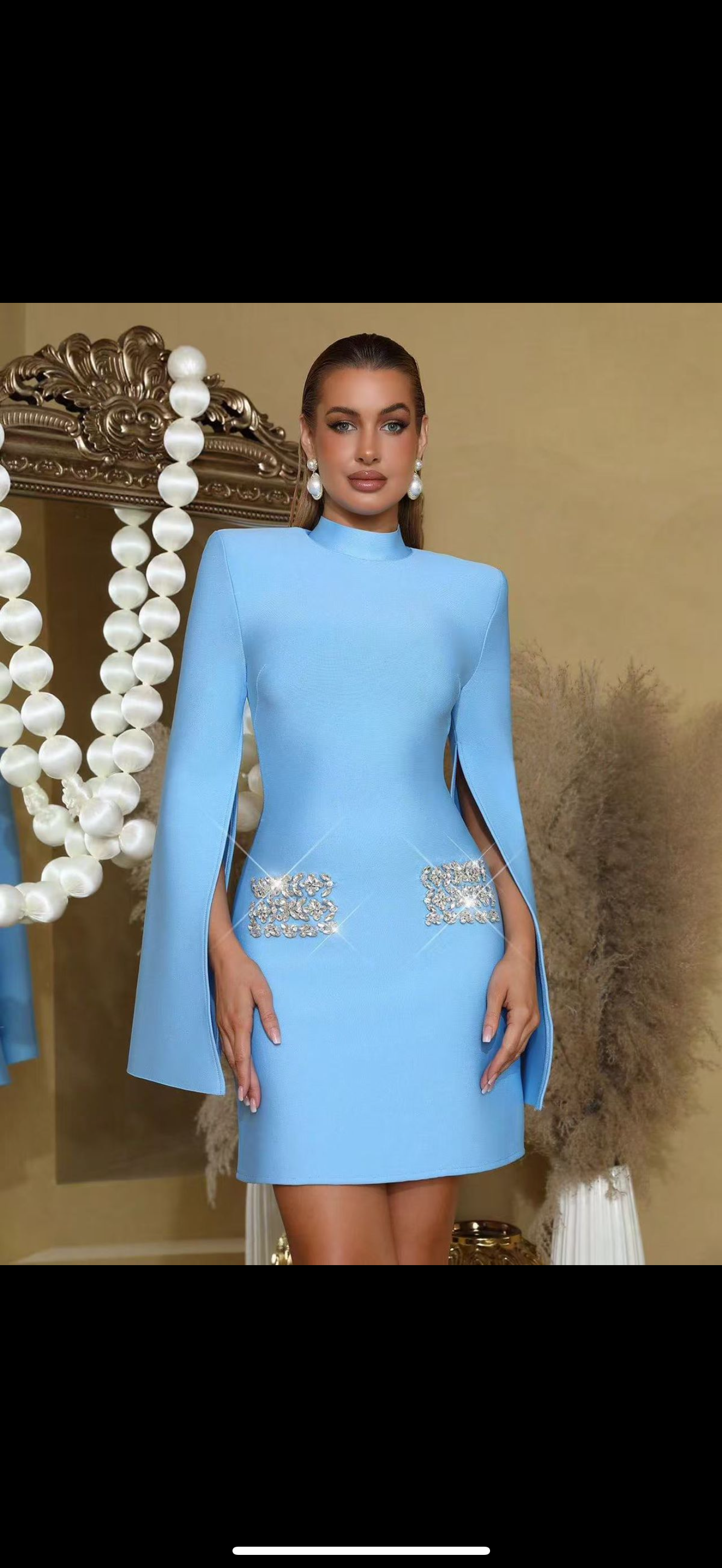 Bandage open sleeves short dress