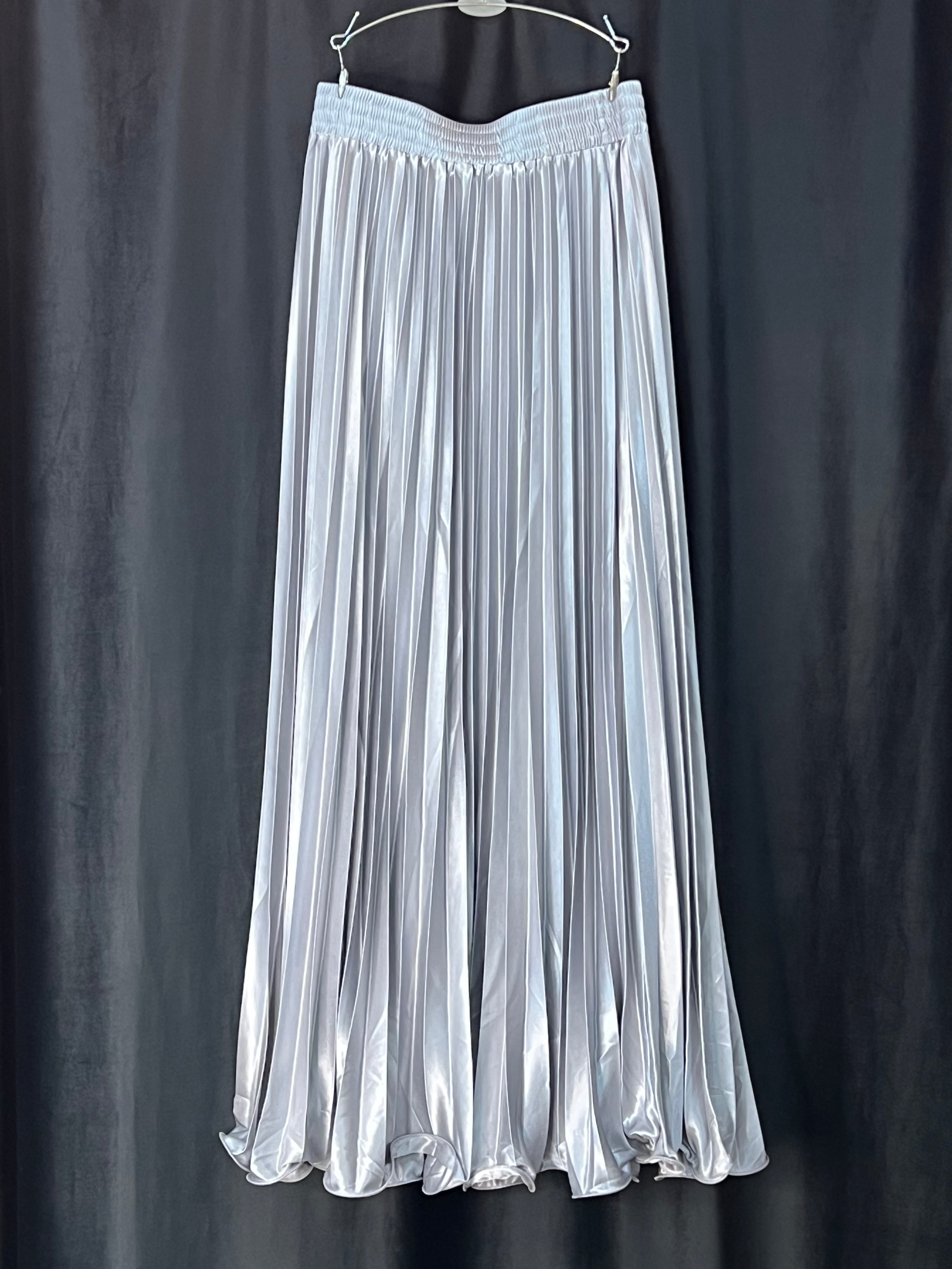 Pleated Satin Skirt
