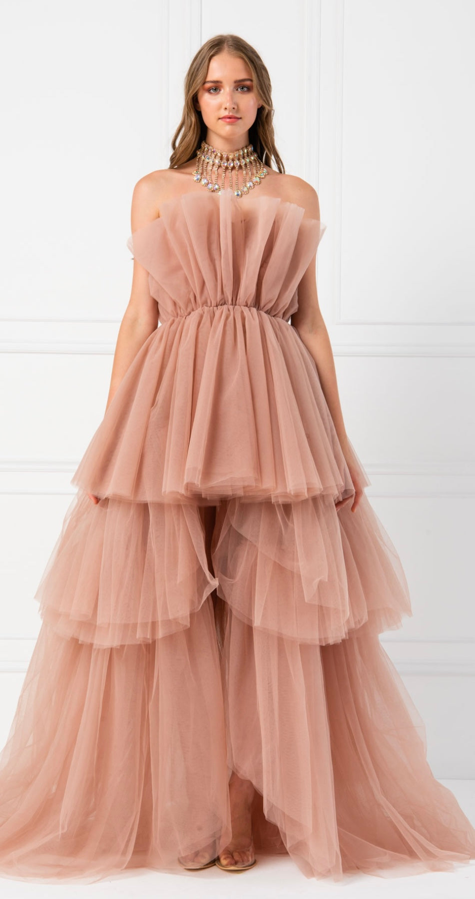 Strapless Princess tulle long dress