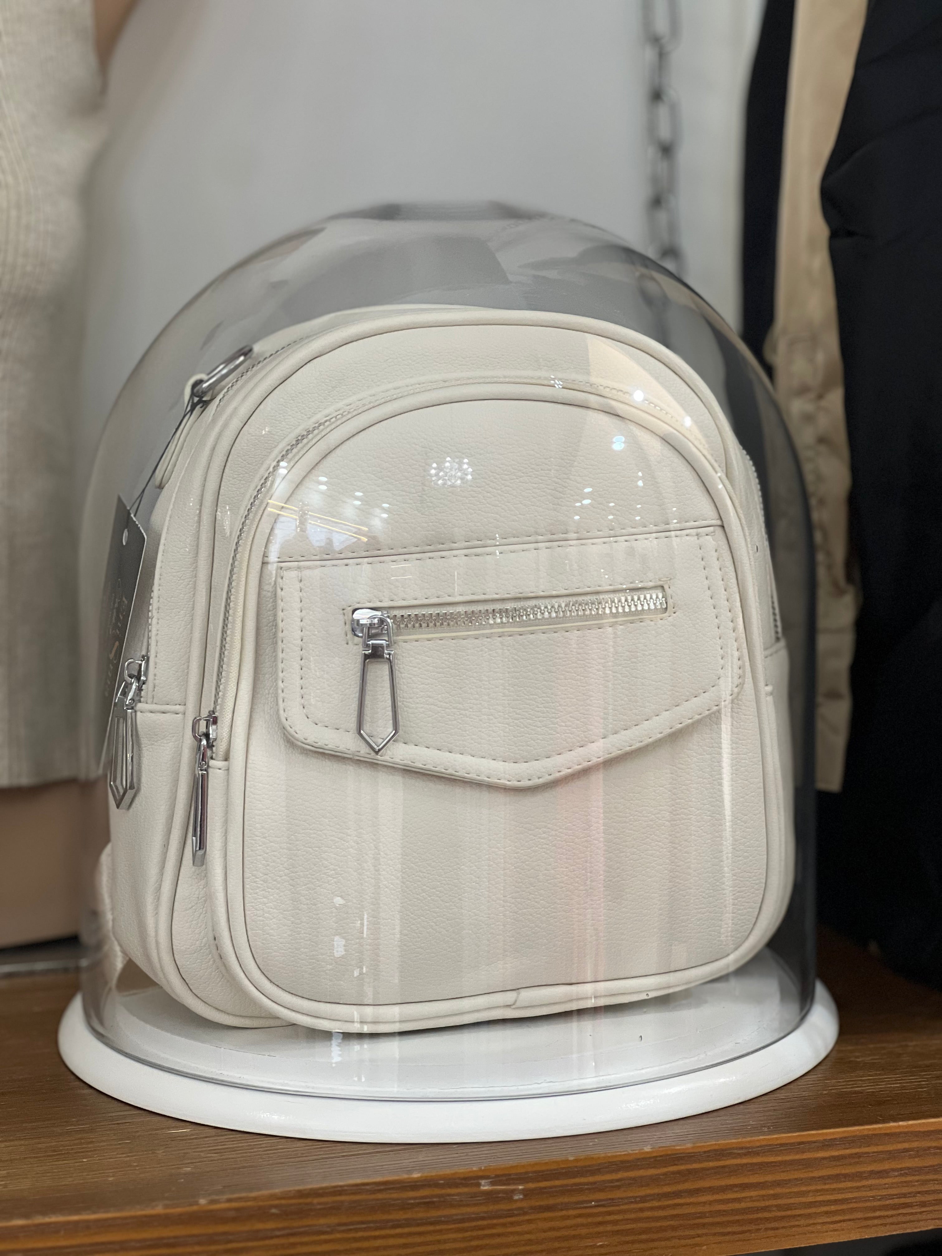 Beige Leather Backbag