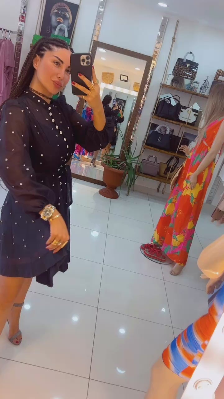 Crystal-Studded Wrap Dress – Light, Elegant & Effortlessly Chic